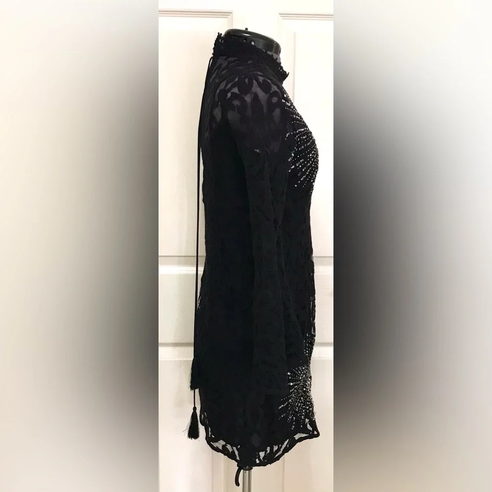 Free People North Star Lace Dress Black